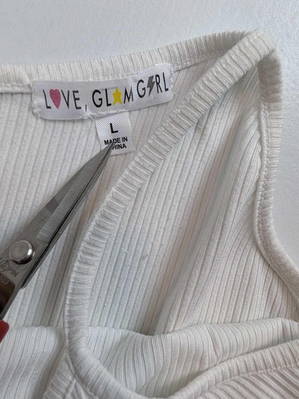 Girls' White Ribbed Button-Front Tank Top - Picture 3 of 5